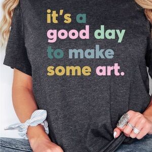 Charcoal Tee with Colorful Text